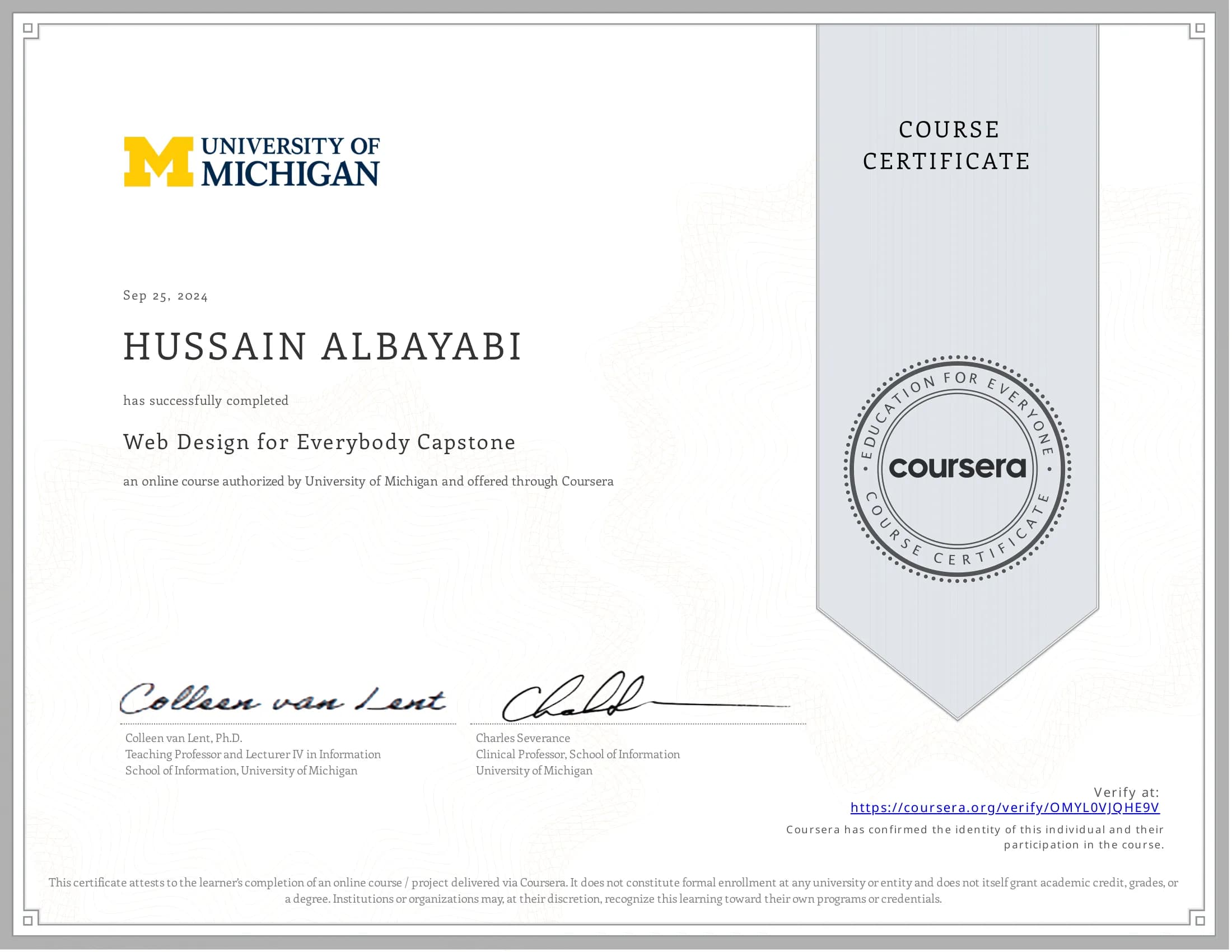 جامعة ميشيغان — Web Development & Coding Specialization